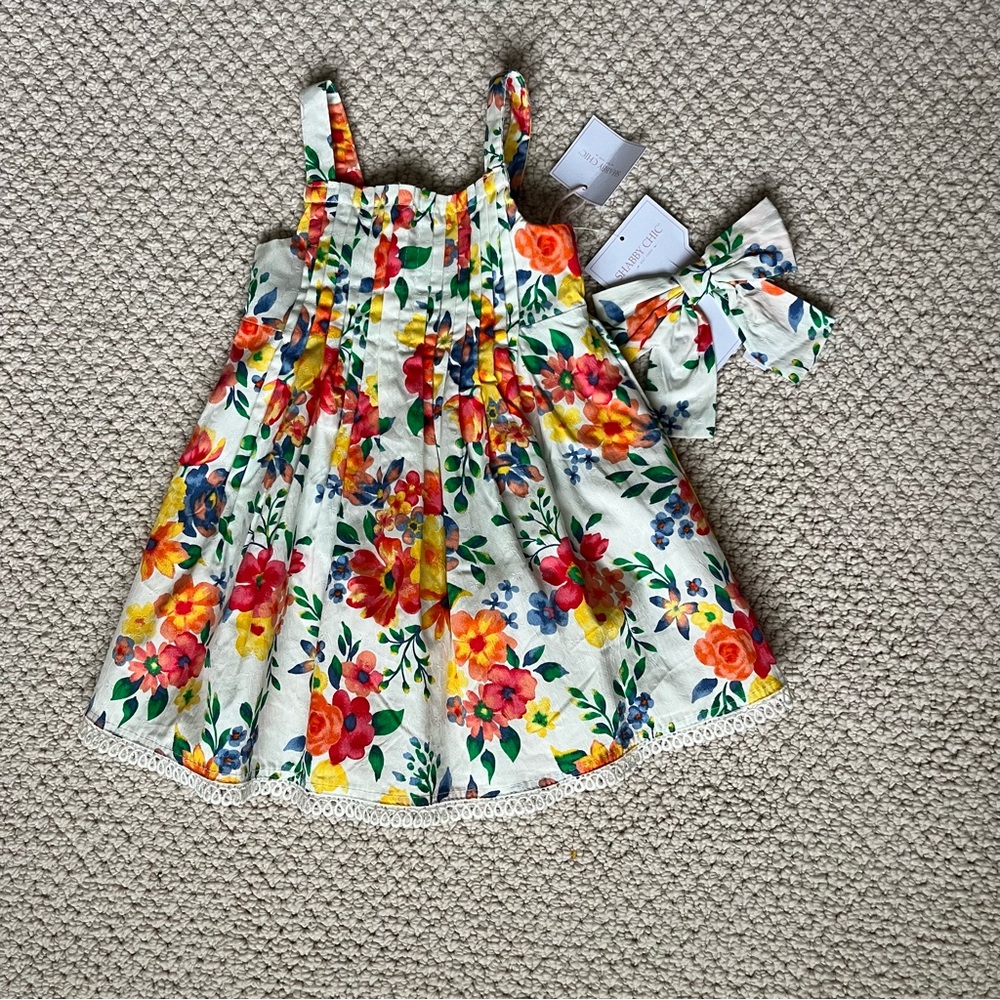 Floral Kids Dress with Hair Bow